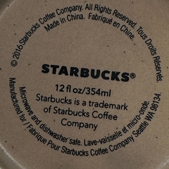 Starbucks Etched 12 Ounce 2016 Brown and Cream Dipped Coffee Mug - Picture 6 of 7